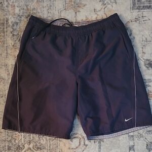 Nike Dark Blue Swim/Athletic Shorts with White Swoosh
